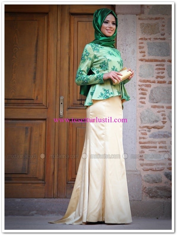 Mevra hanzade zümrüt yeşili abiye elbise