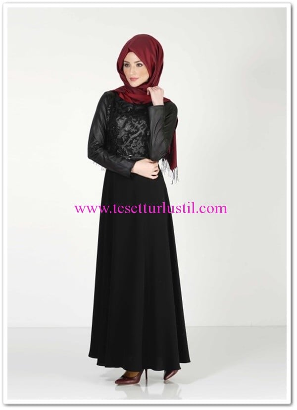 Alvina-dolmabahce-tesettür-elbise-siyah-205 TL