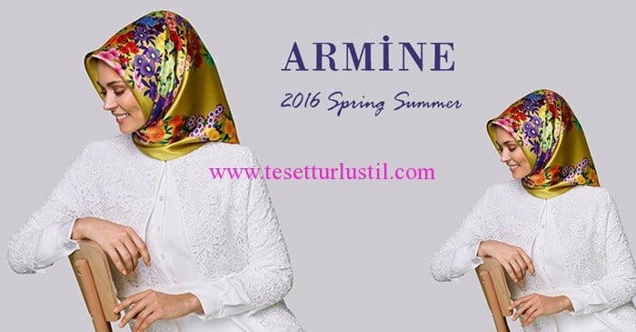 Armine 2016 romantik çiçek baskılı eşarp